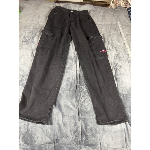 Wake Jeans Cargo Pants Men's Size 38 Black Denim Workwear Pockets - Picture 1 of 8